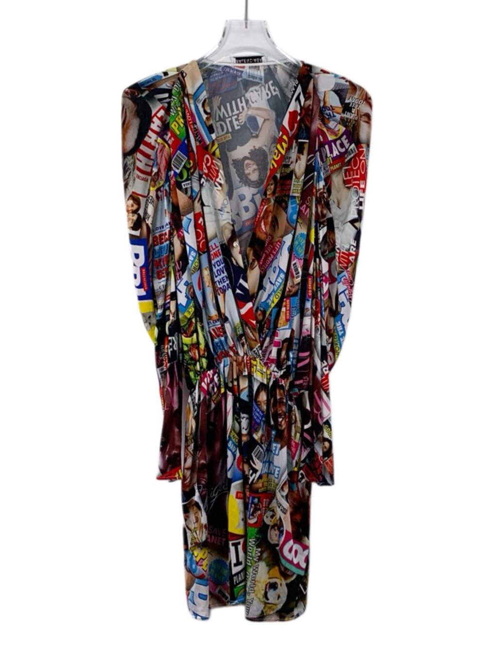X32297 Balenciaga color magazine V-neck long-sleeved dress 34 XS size